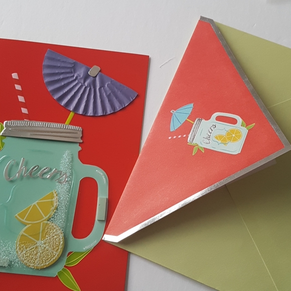 2 pcs C R Gibson Luxury Card Cheers Glass Umbrella (1 Card with Envelope) - Picture 11 of 14